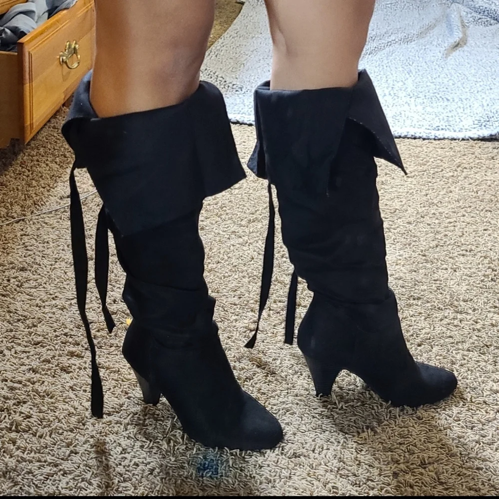 Charlotte Russe Black Knee High Boots